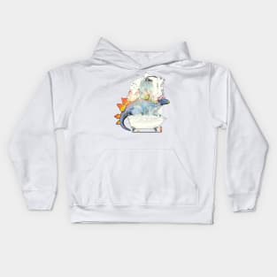 Dinosaur Stegosaurus in the Shower Kids Hoodie